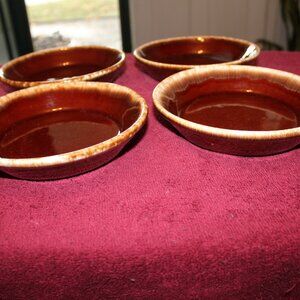 Vintage Pottery brown drip glaze bowl -Oven proof -Set of 4